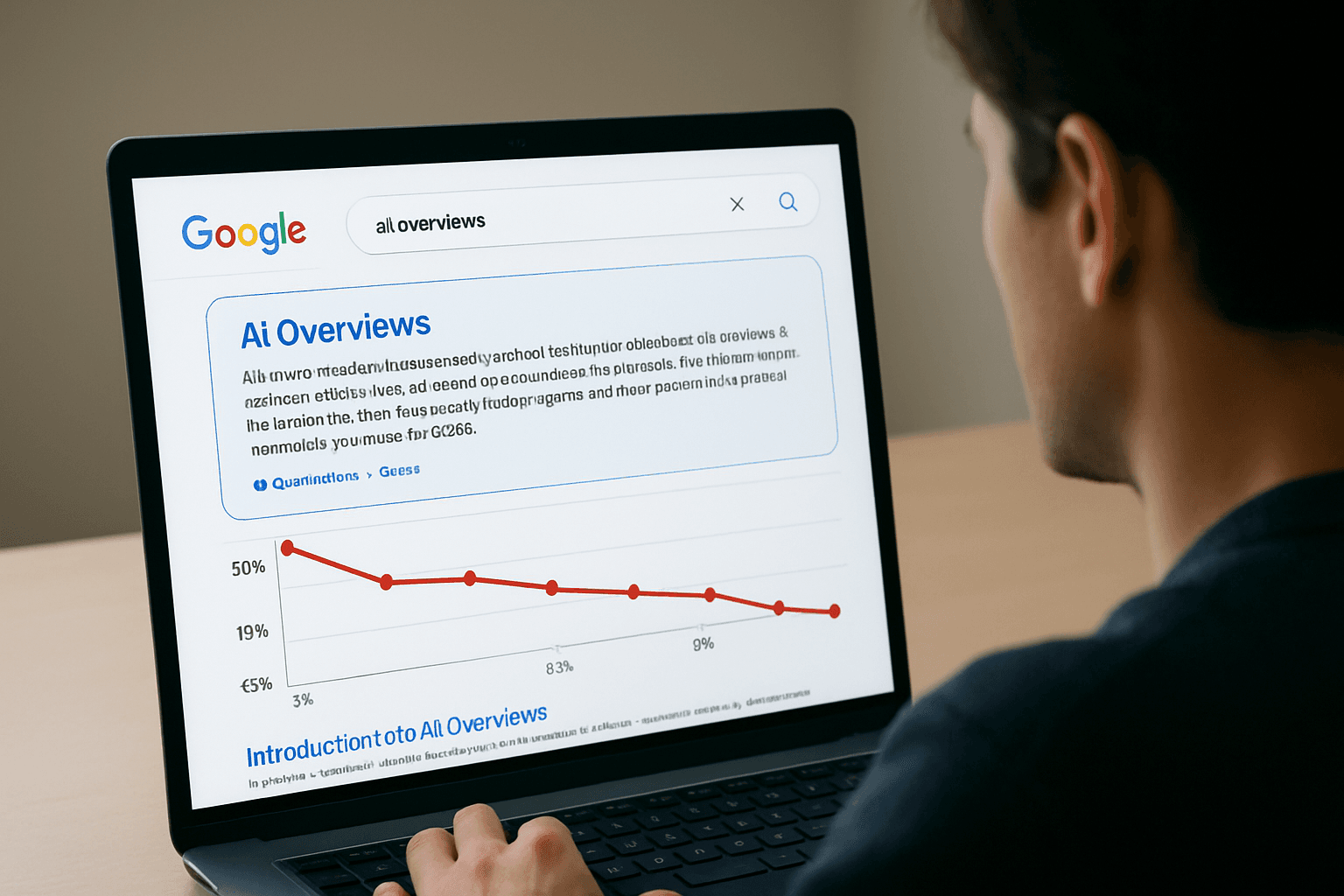een computerscherm met Google Overviews