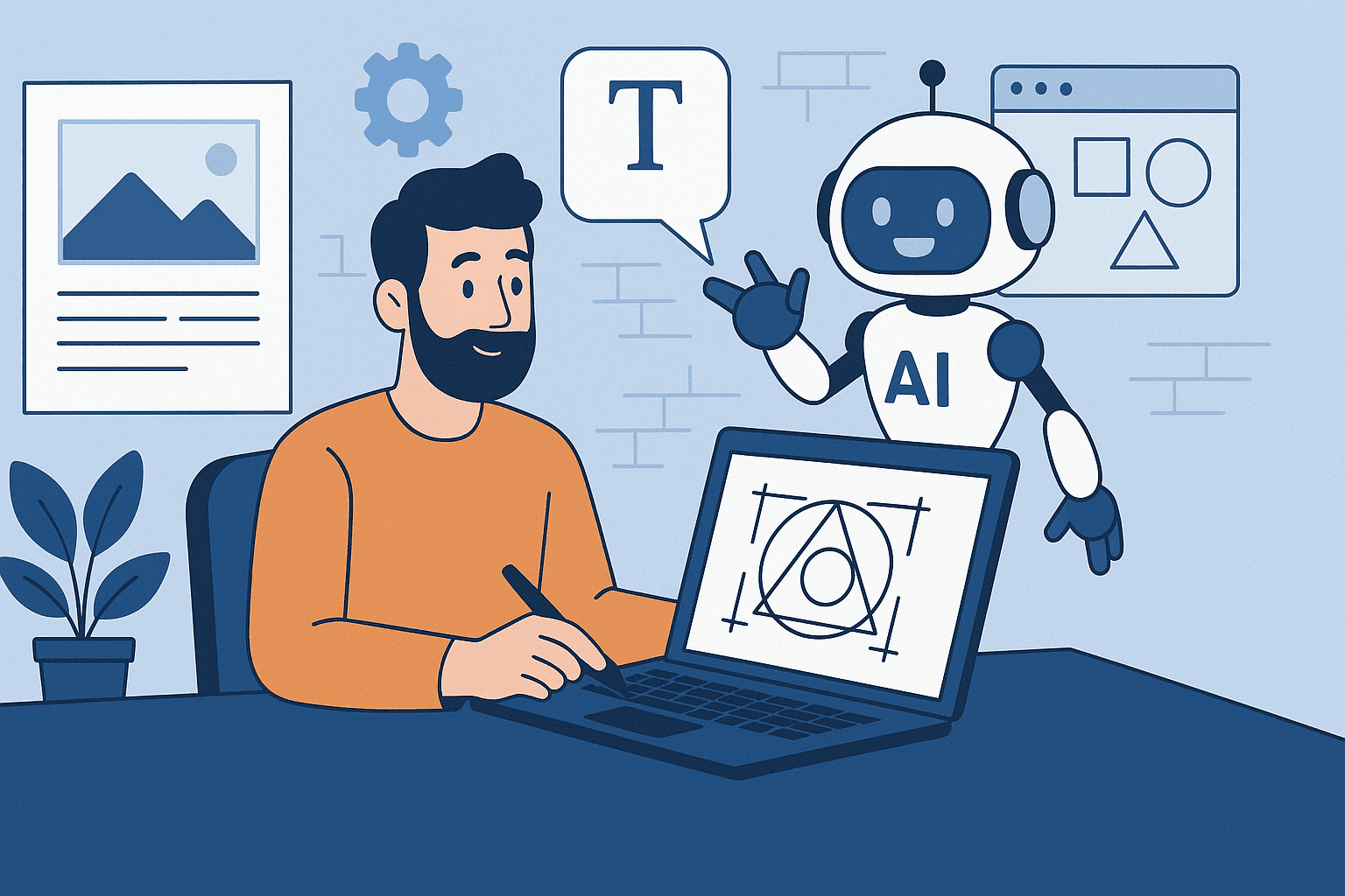 AI en ontwerper illustratie